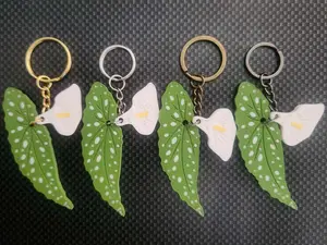 Plant Keychain | 3D Printed  Plant Keychain | Begonia Maculata Keychain