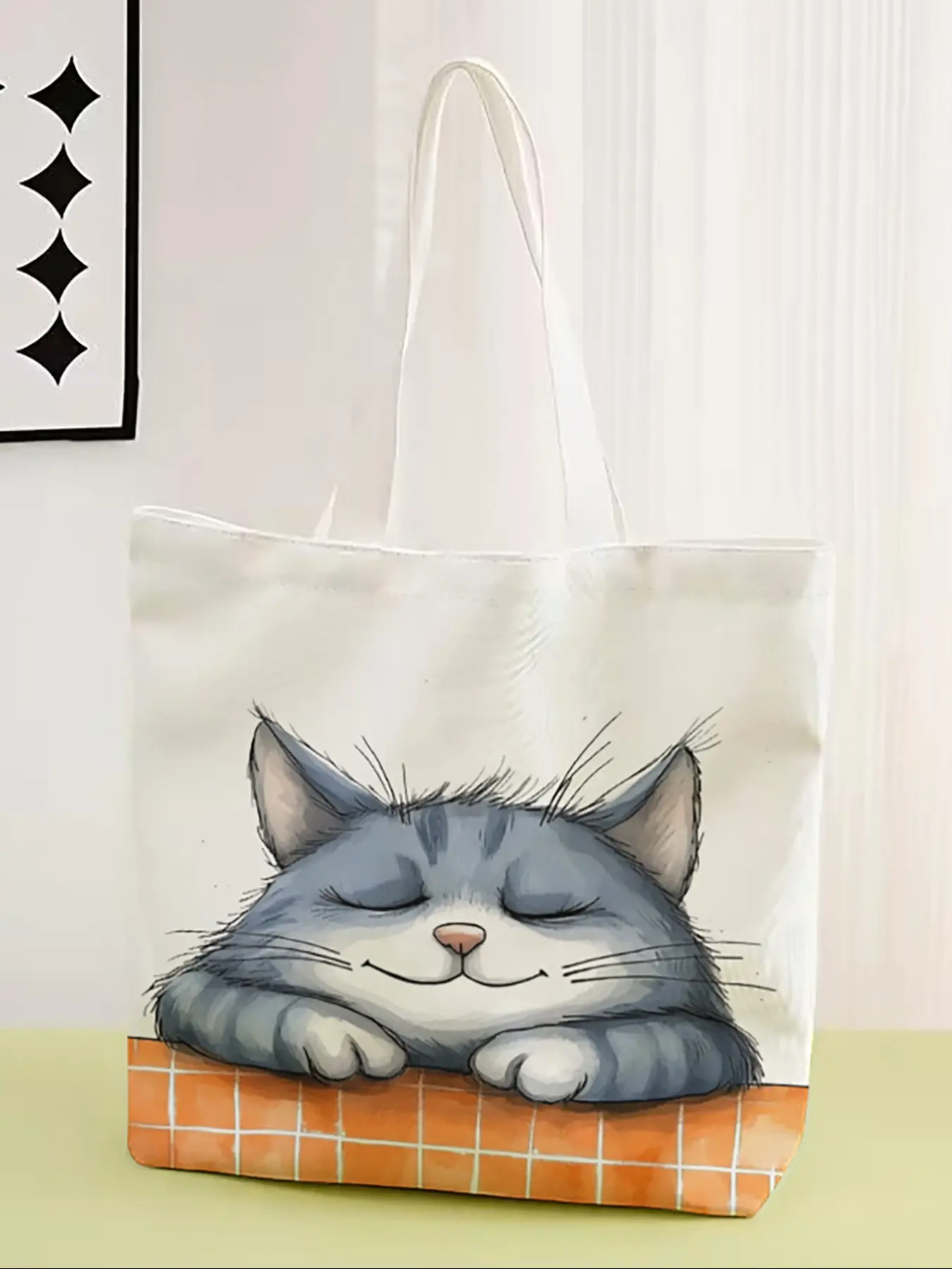 Cat Pattern Casual Bag, Fashionable Shopping Bag, Storage Bag, Reusable Shopping Bags, Suitable for Travel, Tourism, Business Trips, All Seasons Use