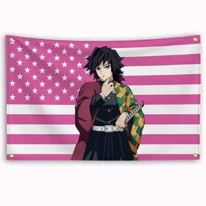 Tomioka Giyuu American Flag Anime Demon Slayer: Kimetsu No Yaiba Banner Outdoor Decor Decoration Garage Flags Tapestry Flaga.Tapestry Modern Stripe Design