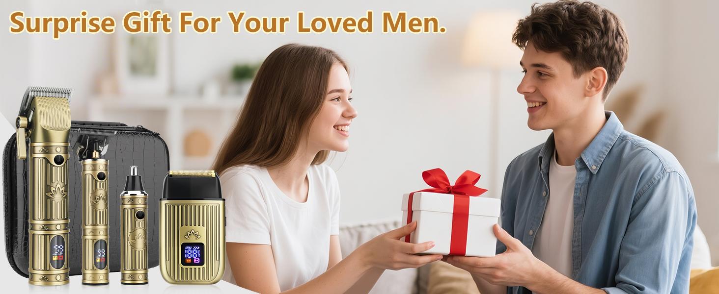 Hair Clippers for Men Professional & Beard Trimmer Kit,Foil Shaver Nose Hair Trimmer for Man,Cordless Clippers and Hair Trimmers Set,Men's Shaving Fade Haircut Kit LED Display,Mens Gifts