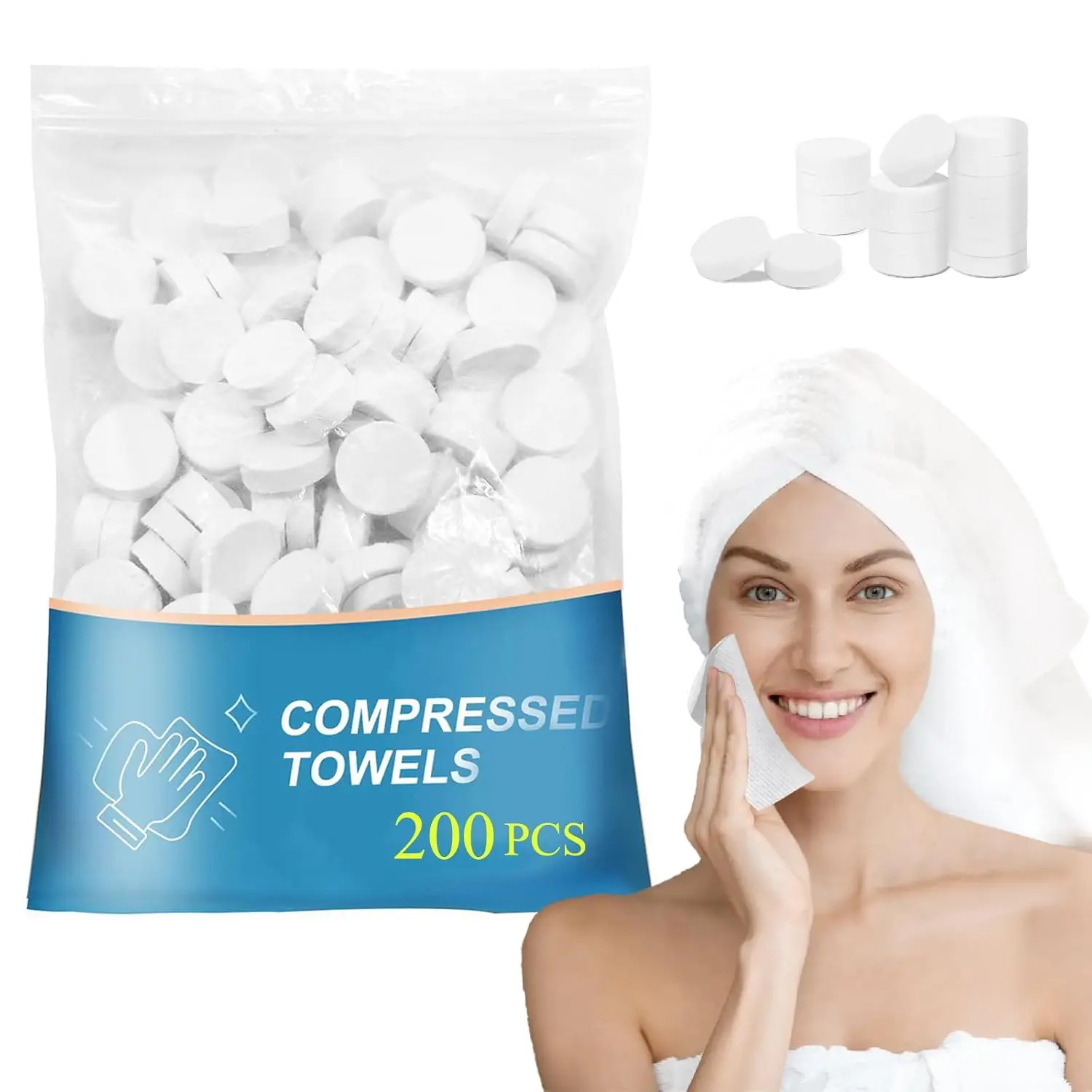 200 PCS Compressed Towels Bulk Coin Tissues Portable Mini Disposable Face Compressed Camping Towels for Travel Home Hotel and Outdoor Activities