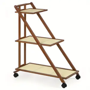 3 - tier metal storage rack with wheels - foldable portable multi - layer shelving unit, classic design holds up to 66 lbs, 32 - inch multifunctional organizer for kitchen, closet, office - easy to assemble practical storage rack