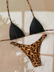 Women's Sexy Bold Leopard Print Two-Piece Bikini Swimsuit, Stylish Beachwear Swimwear, Comfortable & Trendy Bathing Suit