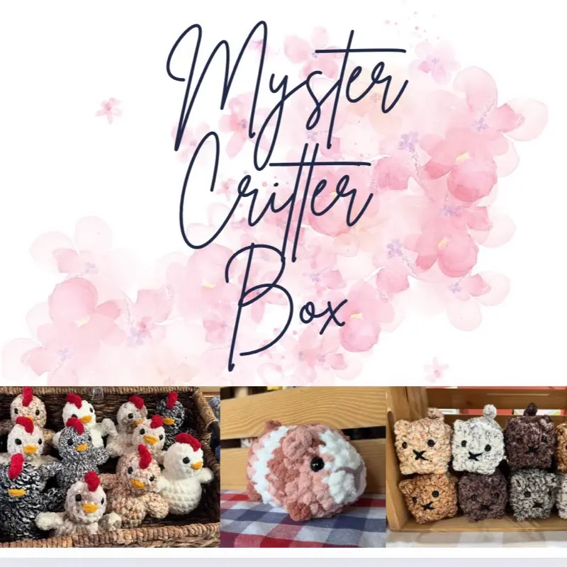 Mystery Crochet Critter Box - Unbox Your Favorite Crocheted Critters in Each Box.