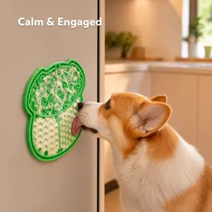 Dog & Cat Slow Feeder Lick Mat with Strong Suction - Calms Anxiety, Prevents Boredom for Interactive Pet Feeding matts