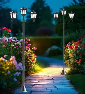 Upgraded 72" Triple-Head Solar Lamp Post – Adjustable Height, Energy-Efficient & Waterproof, Auto Dusk to Dawn for Garden & Patio