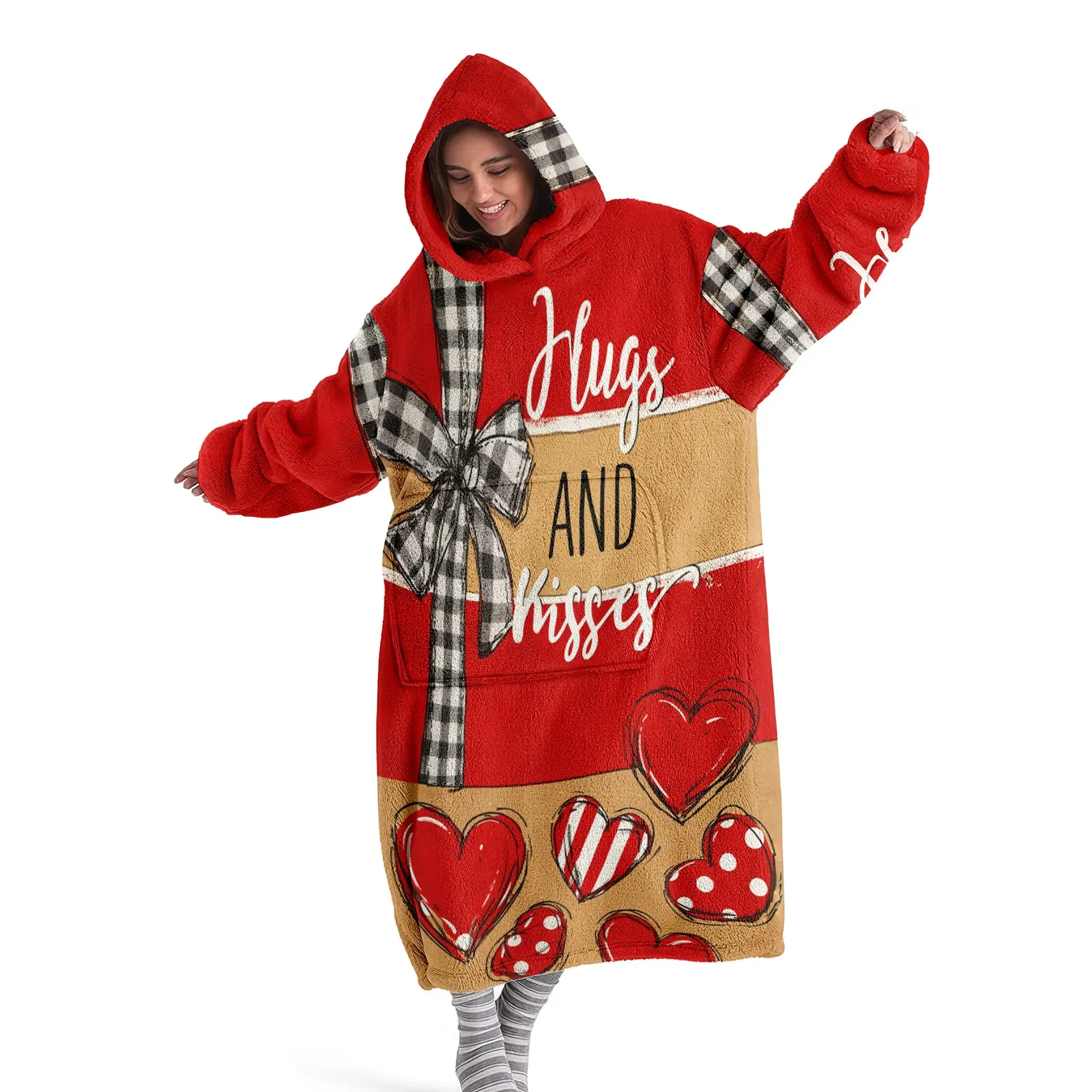 Hoodie blanket, wearable blanket, butterfly heart printed hooded wearable blanket, digital printed flannel blanket, soft and warm blanket suitable for sofa cover, air conditioning blanket, nap blanket, office bed, camping trip, Valentine's Day gift