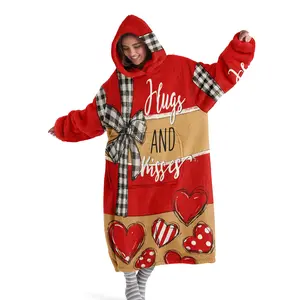 Hoodie blanket, wearable blanket, butterfly heart printed hooded wearable blanket, digital printed flannel blanket, soft and warm blanket suitable for sofa cover, air conditioning blanket, nap blanket, office bed, camping trip, Valentine's Day gift