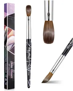 Nail Art Brush Size 10, 100% Pure Kolinsky Hair Oval Nail Brush for Acrylic Application, Professional Nail Extension Manicure Tool Striping Nail Drawing Pen for DIY Home Salon
