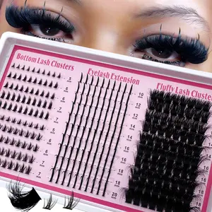 200D/160D/120D/100D80D/60D 4 IN 1 Lash Clusters Long 6-20mm Lash Spikes lower eyelashes Reusable Bottom Lashes Eyelash Clusters Volume Individual Lashes DIY Spiky Lash Extension Manga Cluster Eyelash Extensions Mink Strips Lashes Thick Soft Fluffy Lashes