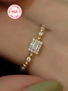 S925 Sterling Silver Fashionable Artificial Zircon Decorated Ring, Elegant Everyday Ring, 2024 New Style Elegant Jewelry for Women, Trendy All-match & Exquisite Jewelry for Birthday Gift with Box, Cubic Zirconia Rings