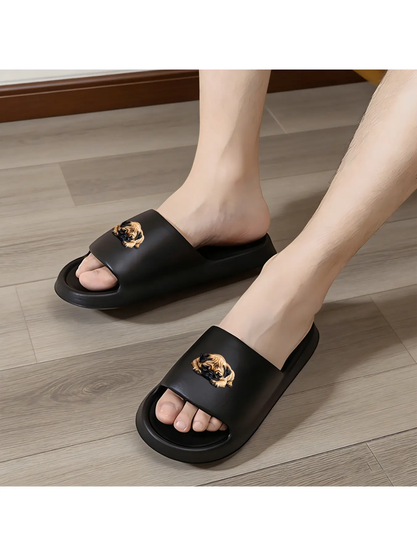 Adorable Pug Print Slippers Cozy Comfortable Indoor Footwear with Cute Dog Design Soft Non Slip Sole Perfect for Home Wear Warm Fuzzy House Shoes for Dog Lovers Adorable Pet Themed Slippers