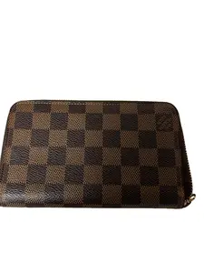 Pre-owned Louis Vuitton Leather Zippy Wallet Damier Ebene Coated Canvas Zippy Wallet