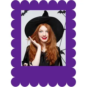 32 x 24 Inch Large Blank DIY Photo Booth Props Picture Frame Party Frame DIY Photo Booth Props Selfie for Halloween Christmas Birthday, Holiday Party(Purple,Scalloped)