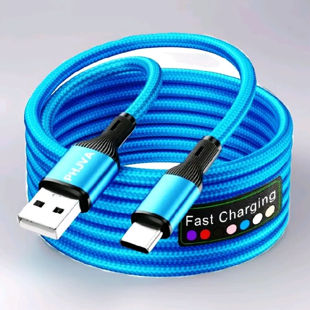 2 PC PHJVA Fast Charging USB-C Cable for Samsung Xiaomi Redmi Huawei OPPO iPhone 15/16 Pro/Plus/Pro Max MacBook iPad 3.3ft 6.6ft 9.9ft High-Speed Data Sync USB Male to Male Charger