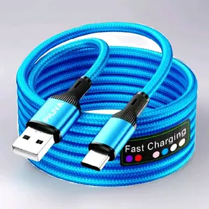 2 PC PHJVA Fast Charging USB-C Cable for Samsung Xiaomi Redmi Huawei OPPO iPhone 15/16 Pro/Plus/Pro Max MacBook iPad 3.3ft 6.6ft 9.9ft High-Speed Data Sync USB Male to Male Charger