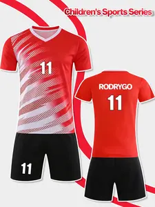 V-neck football suit for boys, custom name RODRYGO, number 11. A two-piece jersey for matches, sportswear that is comfortable, breathable and quick-drying. Suitable for court competitions, school team equipment, and a great gift for festivals.