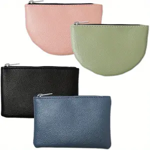 4pcs Women'S Zippered Coin Purse & Pouch Set - Semicircular, Rectangle, Credit Card & ID Holder | Zipper Closure | Compact Design for Keys, Cash