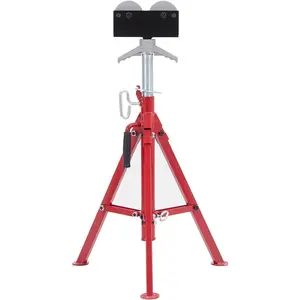 v-Head Pipe Jack Stand,28"-52" Roller Head Pipe Stand,Folding Pipe Stands with 2500 LBS Load Capacity,Pipes Stands for Automotive & Construction Tasks,Red