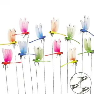 8-Pack 3D Realistic Dragonfly Rod & Clip Set, Chemical-Free Insect Repellent Garden Decor, PVC Wings & Metal Material, For Outdoor Garden, Patio, Potted Plants & Indoor Home Decor