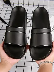 Men's Solid Color Slide Slippers, Soft Comfortable Breathable Non-slip Sports Slippers, Casual Comfortable Slippers for Indoor & Outdoor Wear, Slipper Sandals