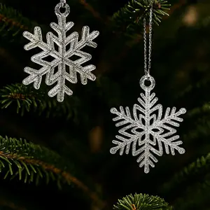 Snowflake Tree Ornaments 40pcs (No mess glitter infused)