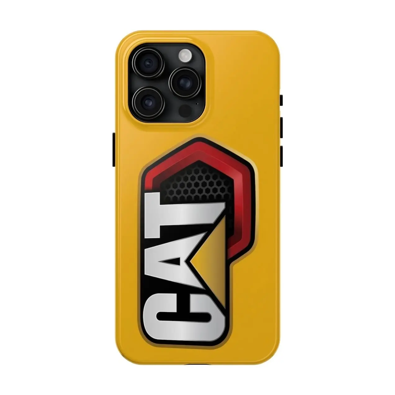 CAT Caterpillar Chrome Shield Logo Tough Protective Phone Case for iPhone & Samsung | Heavy Equipment Industrial Style Cover, Phone Cover for iPhone 7-17 Pro Max / for Samsung S21-S25 Ultra T