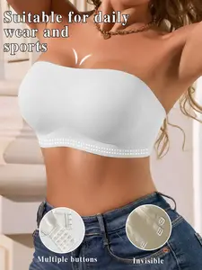 1 Piece Invisible Jelly Gel Strapless Bra, Wireless Lingerie with Buckle, Slim-Fitting All-Over Print, 3/4 Coverage for All Seasons