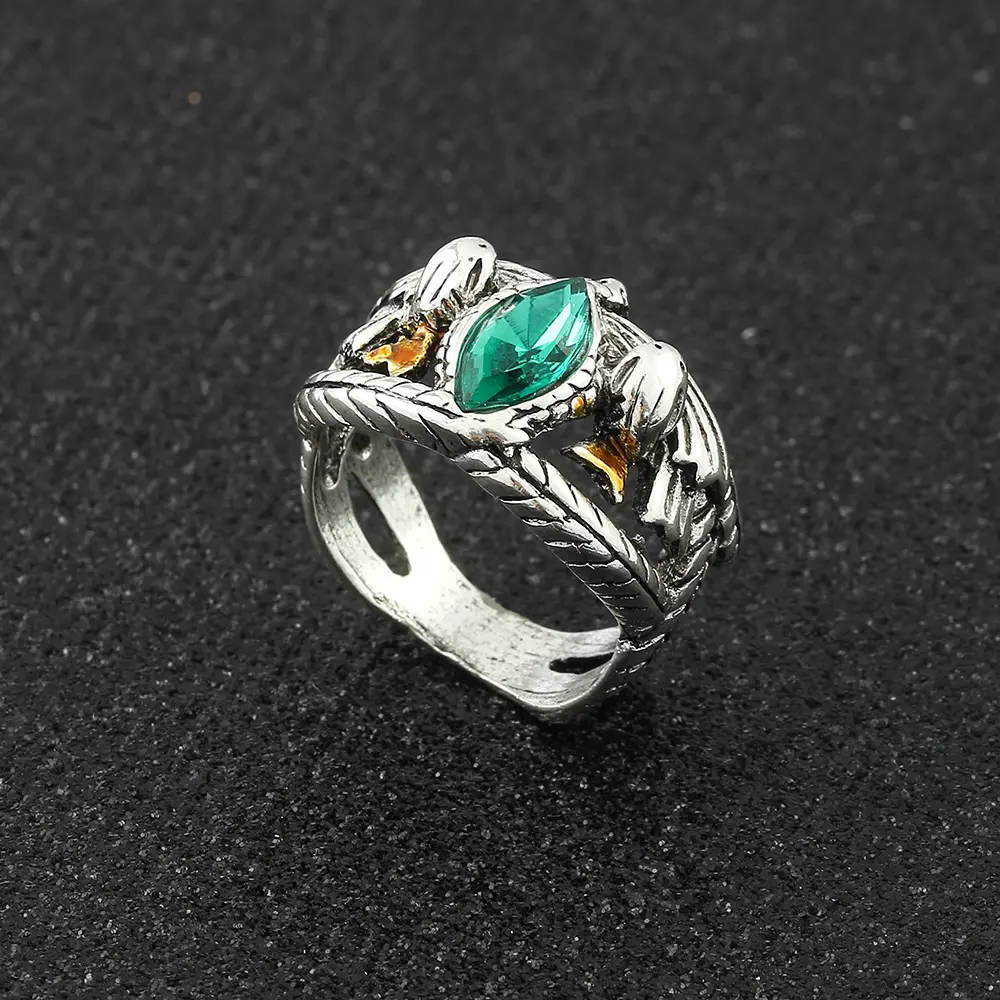 Lord Ring of Barahir, Aragorn, Gondor, Green Crystal Rings, Cosplay Creativity, Personality Jewelry, Gifts for Men Fingerrings