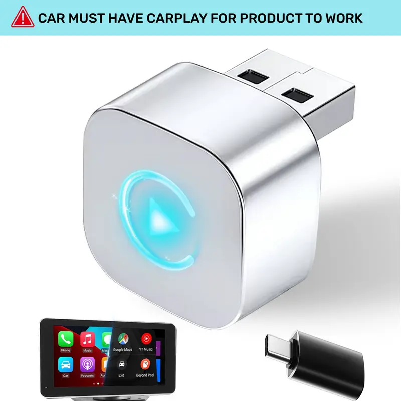 2026 Upgraded Wireless CarPlay, Compatible with iPhone and Android, converts Wired to Wireless, Supports Dual-Mode Bluetooth/WiFi Connectivity, Hands-Free Calls, Plug & Play, Car Video Players