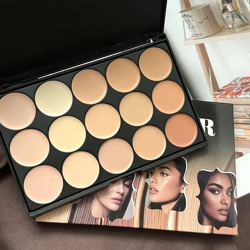 15 Color Concealer Palette, Long Lasting Concealer Cream, Cream Makeup Palettes, Makeup Palette for Covering Dark Circles and Wrinkles, Perfect Eyeshadow Base, Corrector Concealer Palette, Foundation, Concealer Cosmetic