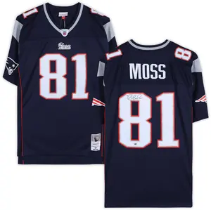 Randy Moss New England Patriots Autographed Mitchell & Ness Blue Replica Jersey - Fanatics Authentic Certified
