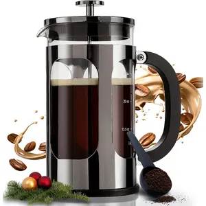 Press Coffee Maker, Easy to use,Large 304 Stainless Steel Coffee Press, Cold Brew Heat Resistant Thickened Borosilicate Coffee Pot for Camping Travel Gifts, 34 Ounce, Dark Pewter