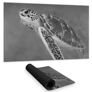 360 Stand Grayscale Look 14x24" Rectangular Sea Turtle Desk Mat, Smooth Surface, Home Decor C1DM1424GDNQDY - Exotic Office, Commercial Furniture
