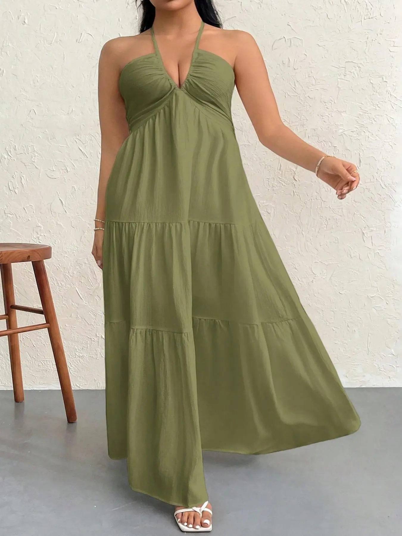 Plus Size Women's Plain Dress, Summer Clothes Women, Casual Basic Loose Fit  Sleeveless Dress for Beach