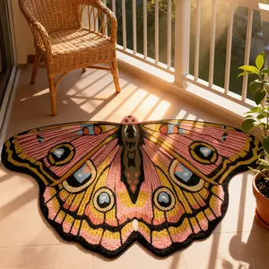 Butterfly Carpet, Luxurious Vintage European Insect Rug, Irregular Design Spring Home Decor, Soft Comfortable Plush Mat, Decorative Rug