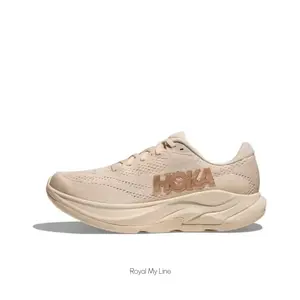 Beige Breathable Mesh Low-Top Running Shoes with Thick Cushioned Midsole and Rubber Outsole