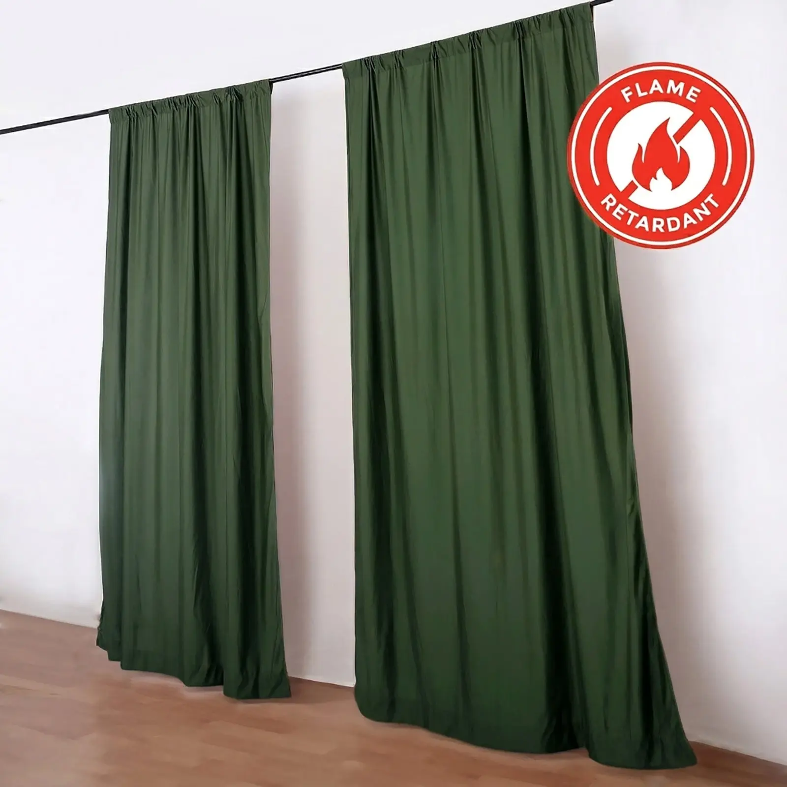 2 Pack 5ftx10ft Olive Green Scuba Polyester Backdrop Drape Curtains, Durable Flame Resistant Event Divider Panels Wrinkle Free With Rod Pockets