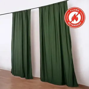 2 Pack 5ftx10ft Olive Green Scuba Polyester Backdrop Drape Curtains, Durable Flame Resistant Event Divider Panels Wrinkle Free With Rod Pockets