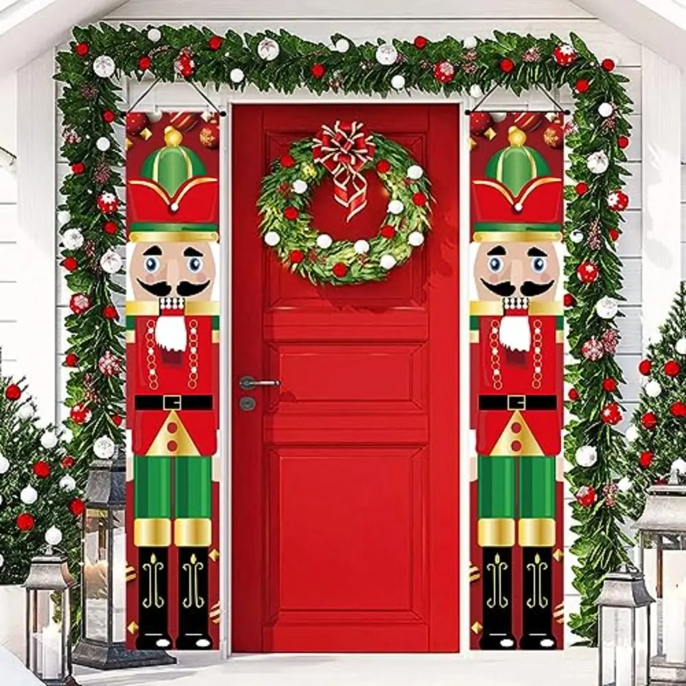 2D flat banner1pcs Nutcracker Decorations for Christmas Banners, Christmas Decorations for Outdoor Soldier Pattern Christmas Banners, Christmas Door Decoration, for Indoor and Outdoor Porch, Home, Wall Portrait Photography Studio,Professional Photographer