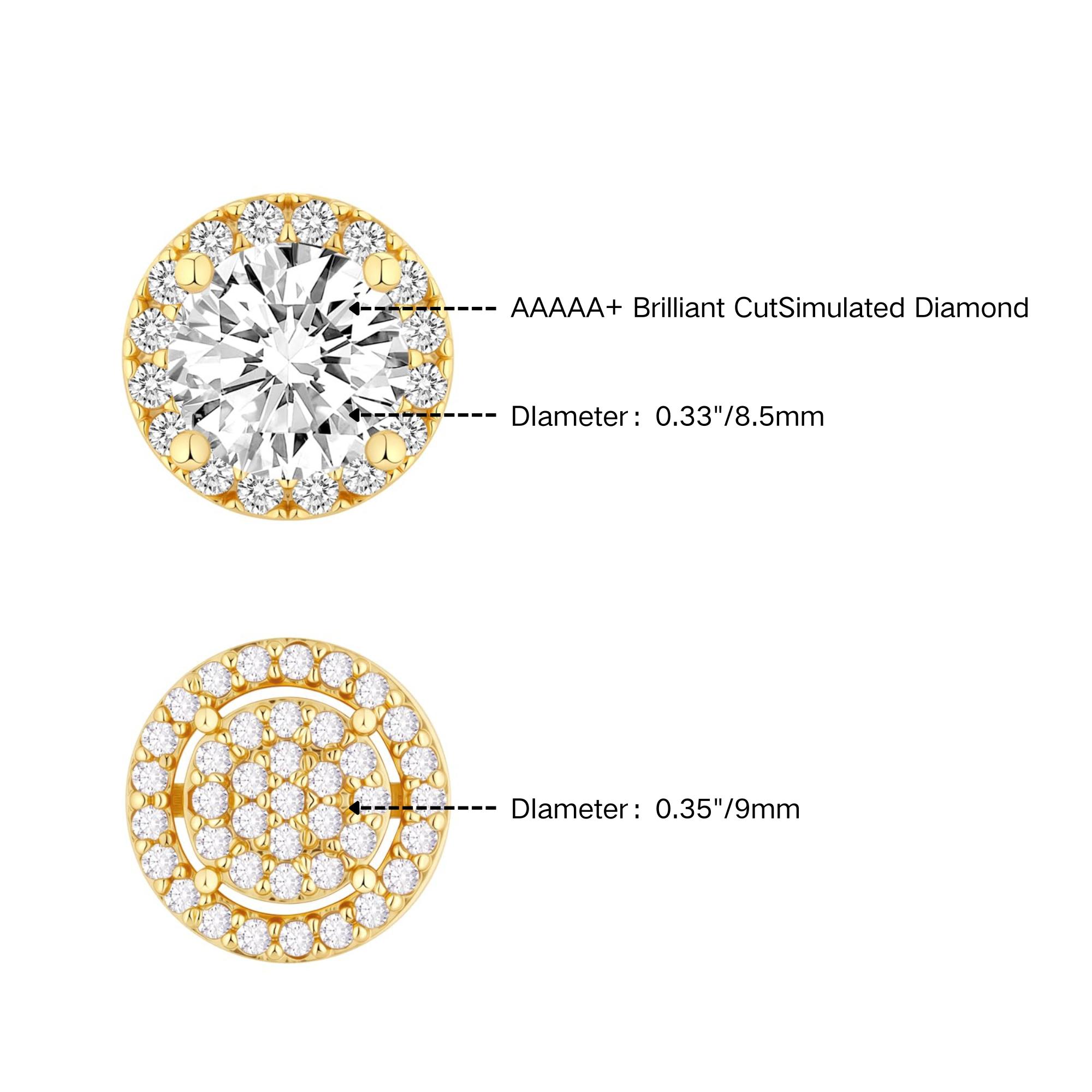 TASISO Sparkling 14K Gold Plated Cubic Zirconia Hoop & Stud Earrings Set for Women Multi-Size Daily Wear & Gift Eco-Friendly Zircon Stones Gift