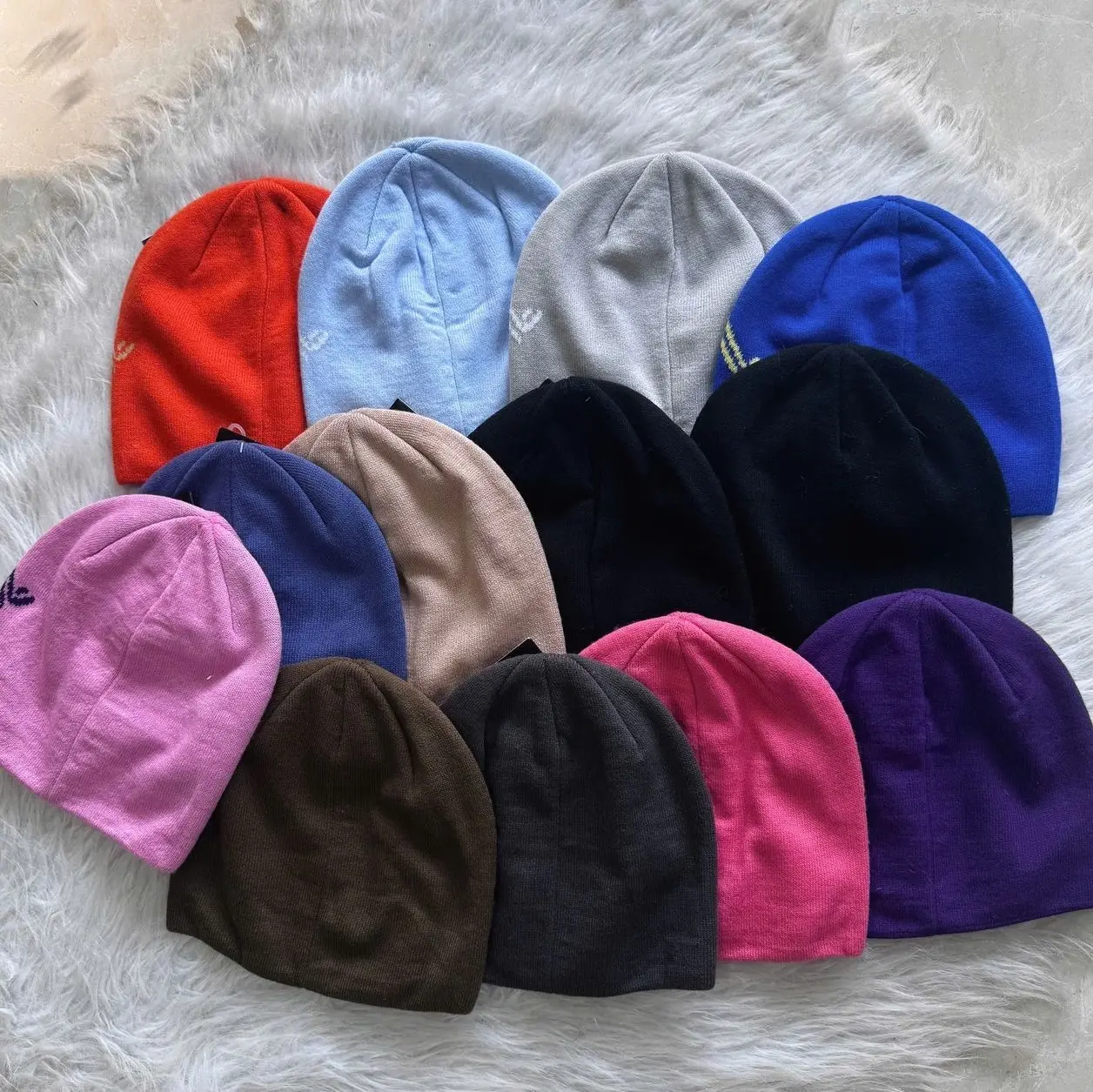 Acrylic Knit Beanie - Skeleton Design, Iconic Bird Logo, 20cm x 18cm, Cold Day Ski Accessory, Trendy Winter Streetwear for Outdoor Fashion Lovers, Acrylic Knit Hats