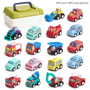 Random Color Mini Car Toy Truck, 1 Box Pull Back Car Toy with Storage Box, City Service Car Model, Holiday Birthday Gift for Boys & Girls