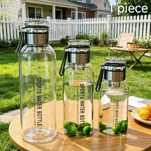 Viral Trending 1 Pack Large Capacity Reusable High Borosilicate Glass Water Bottle with Stainless Steel Tea Infuser, Protective Sleeve & Carry Strap, Leak Proof BPA Free Lead Free for Hot & Cold Beverages Coffee Tea Juice, Fitness Travel Outdoor Daily Use