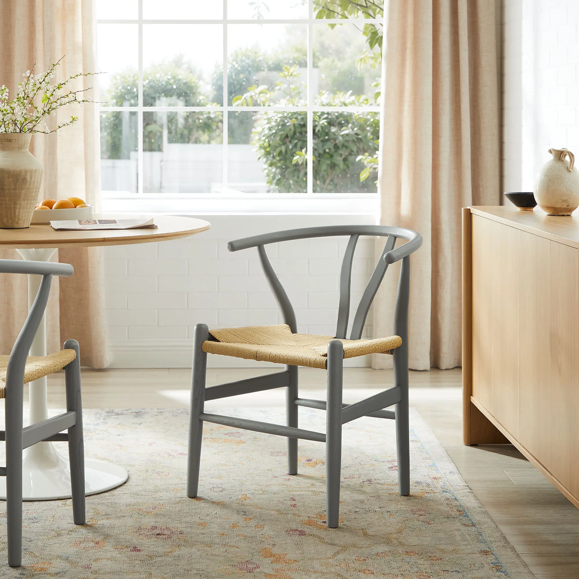 Amish 29" Wood Dining Chair in Light Gray