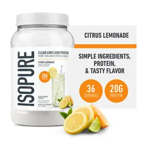 Isopure, Clear Protein Whey Protein Isolate, 20 g Protein Powder, 1.98 lb, 36 Servings