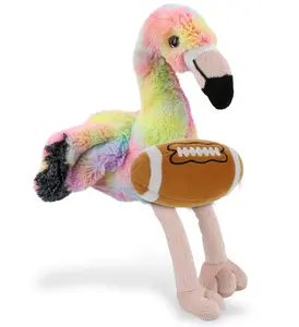 DOLLIBU 8" Super-Soft Rainbow Flamingo Plush with Football Plush, Personalized Gift for Stuffed Toy Collectors, Rainbow Plush