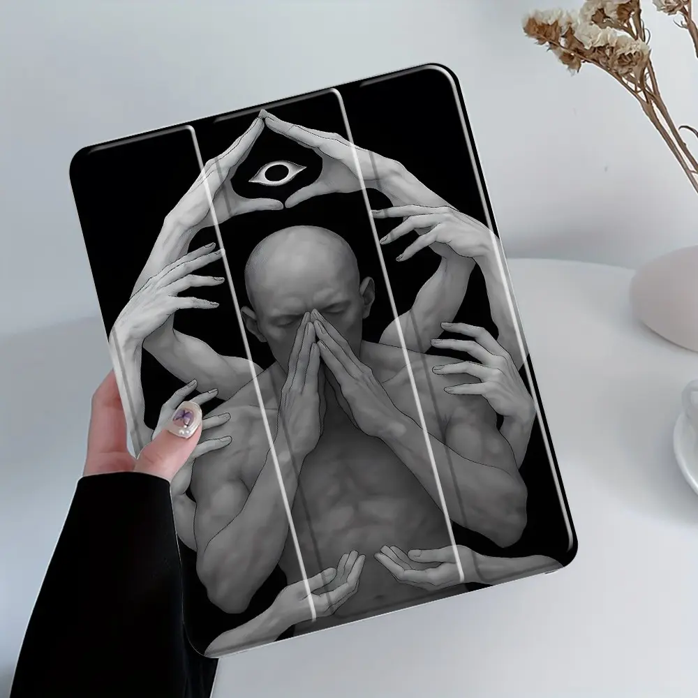 Dark Aesthetic Surreal Art iPad Case, Cool Abstract Hand Graphic Protective Tablet Cover for iPad Pro Air 11 13 10.9 10.2, Shockproof Smart Folio with Auto Wake/Sleep, Unique Artistic Gift for Men Women, Accessories