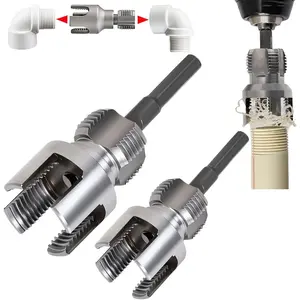 PVC Pipe Threader Kit, 3 Piece Set, 1/2" 3/4" NPT Sizes, Dual-Function Internal and External Threading Tool, Electric Drill Compatible for PVC, PPR, MPP Pipes (1/2inch+3/4inch)