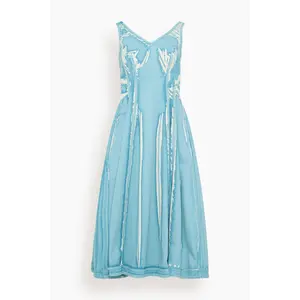 Denim Midi Balloon Dress in Sky